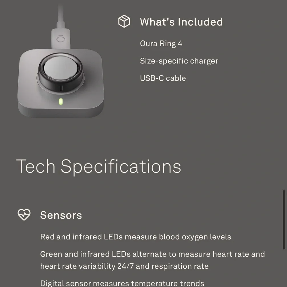 Oura ring gen 4. ring size 5. 3 charging docks included